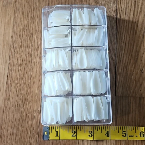 Nail Tips with Storage Box Cream Colored Glue On Coffin Nail Tips - Picture 6 of 9